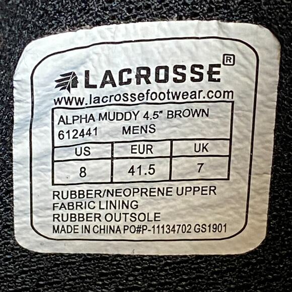 LaCrosse Alpha Muddy Boot Mens 8 Brown 4.5" Waterproof Outdoor Rain Utility Chic - Picture 8 of 10